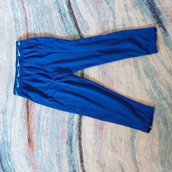 Nike Pants Athletic Pockets Logo Cobalt Blue Leg Zipper Girls Size Medium Track - Picture 9 of 9